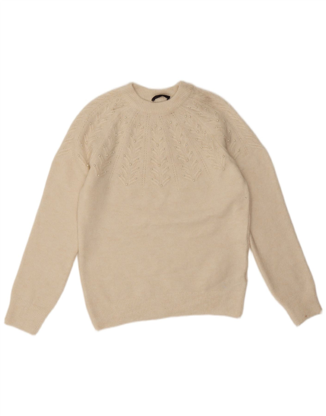 Marks & Spencer Γυναικείο πουλόβερ με λαιμόκοψη UK 10 Small Off White