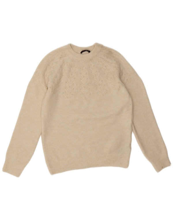 Marks & Spencer Γυναικείο πουλόβερ με λαιμόκοψη UK 10 Small Off White