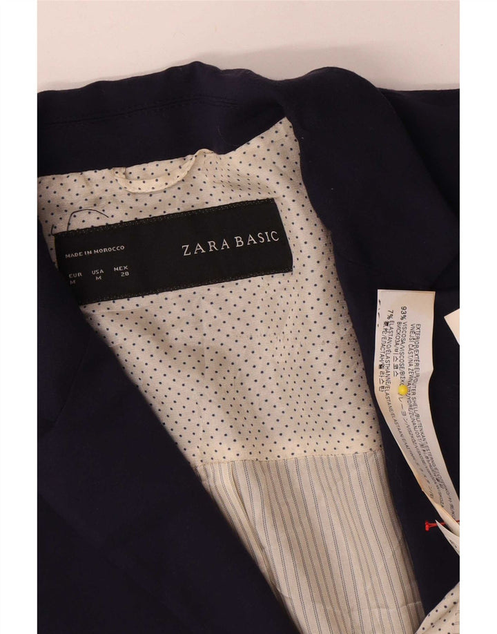 Zara Γυναικείο Μπουφάν 1 Κουμπί Blazer UK 12 Medium Navy Blue Viscose