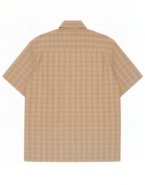 Wrangler Mens Short Sleeve Shirt Medium Beige Check Rayon