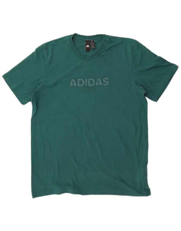 Ανδρικό γραφικό T-Shirt Adidas Top μεγάλο πράσινο βαμβακερό