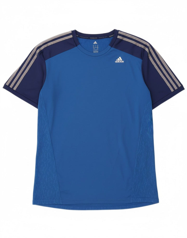 ADIDAS Mens T-Shirt Top Medium Blue Colourblock Polyester Sports