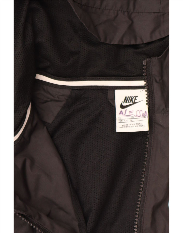 Μπουφάν βροχής NIKE Boys Hooded 13-14 Years XL Μαύρος Πολυεστέρας