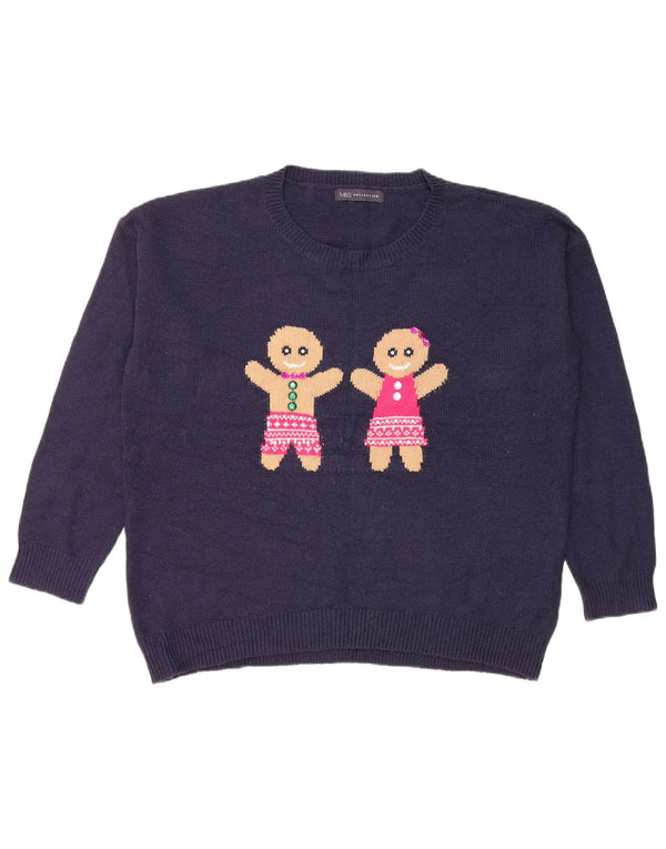 Marks & Spencer Γυναικείο πουλόβερ με λαιμόκοψη UK 16 Large Navy Blue
