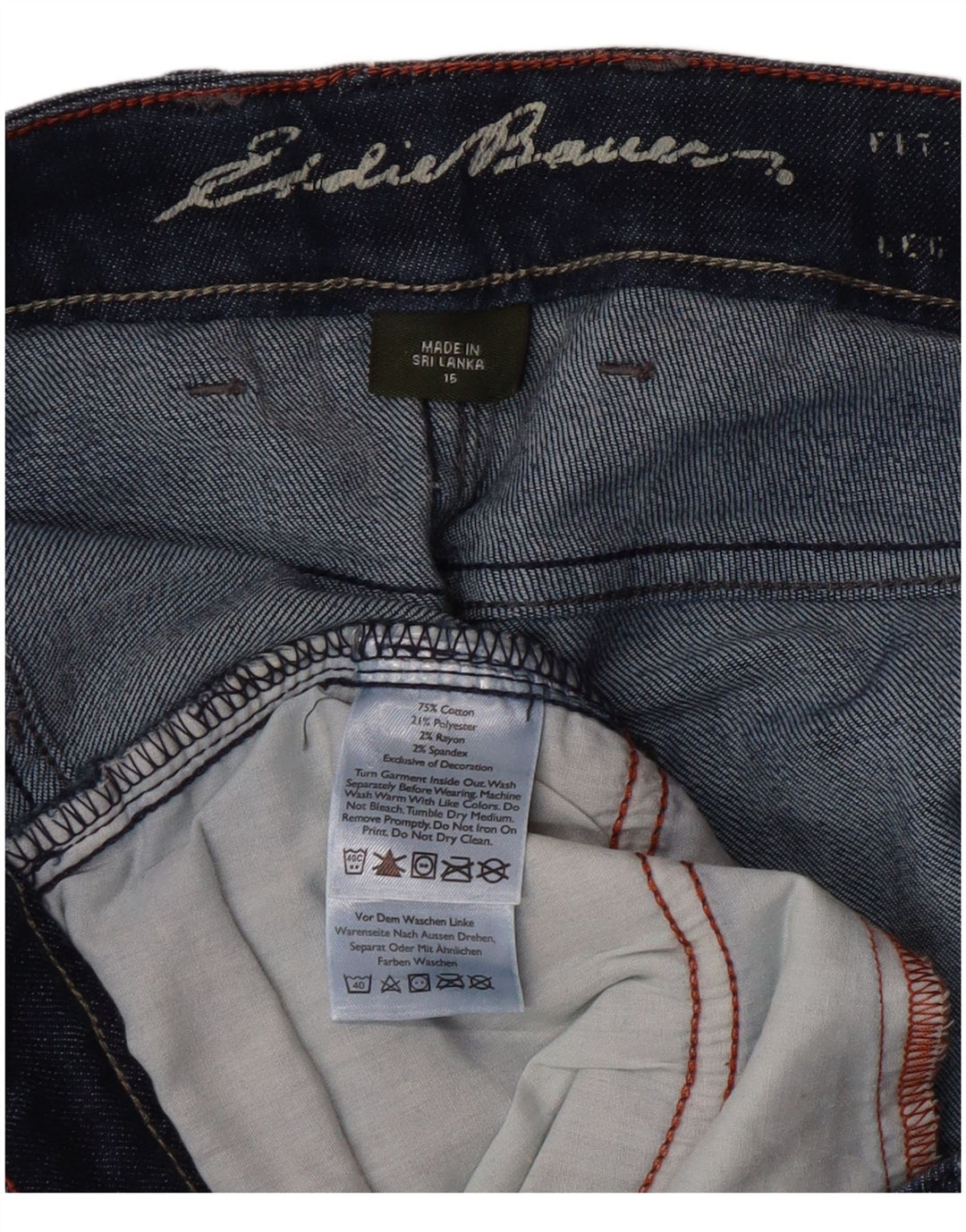 EDDIE BAUER Γυναικείο τζιν Capri με καμπύλες US 16 2XL W38 L23 Μπλε βαμβακερό