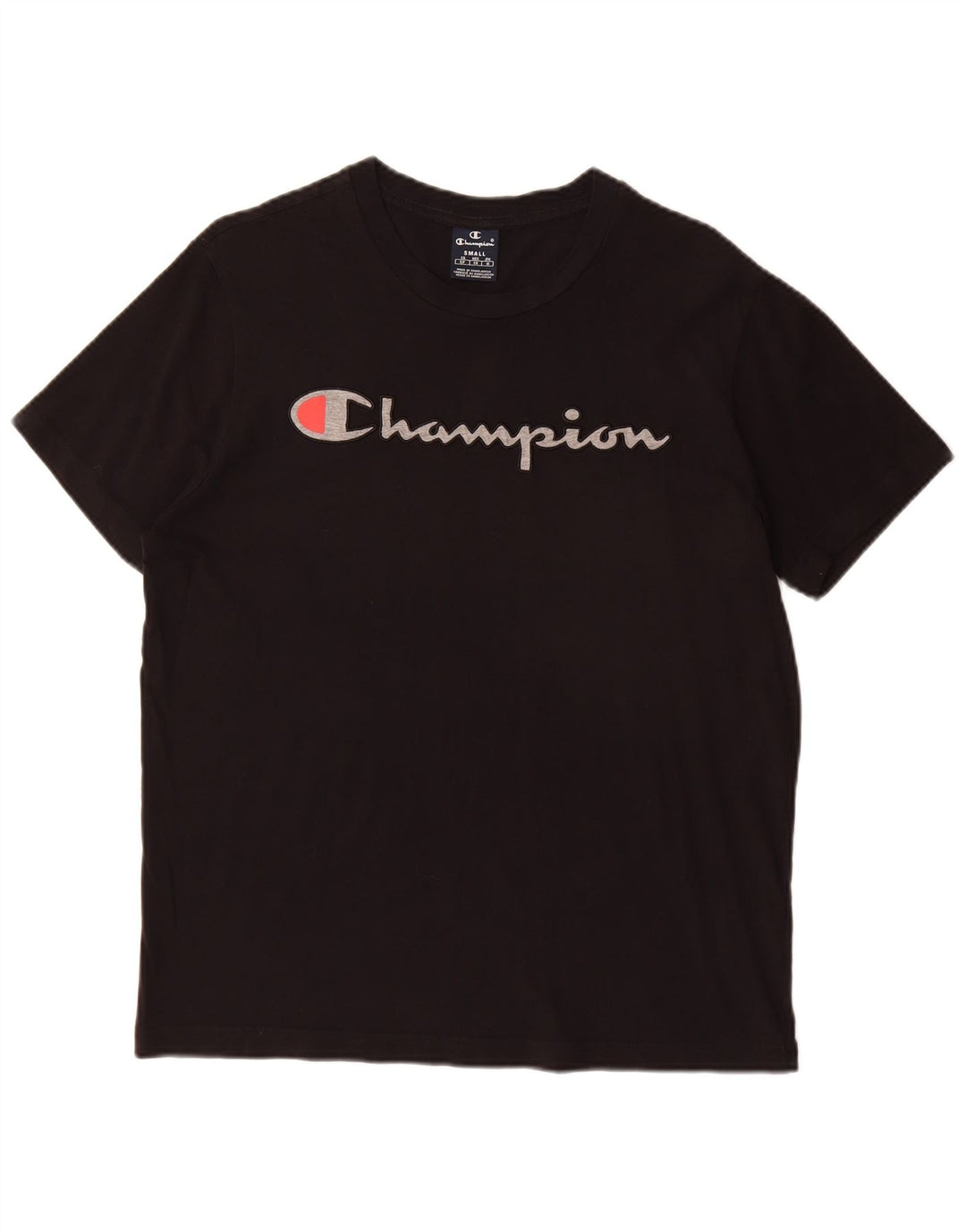 CHAMPION Ανδρικό γραφικό T-Shirt Top Μικρό μαύρο βαμβακερό