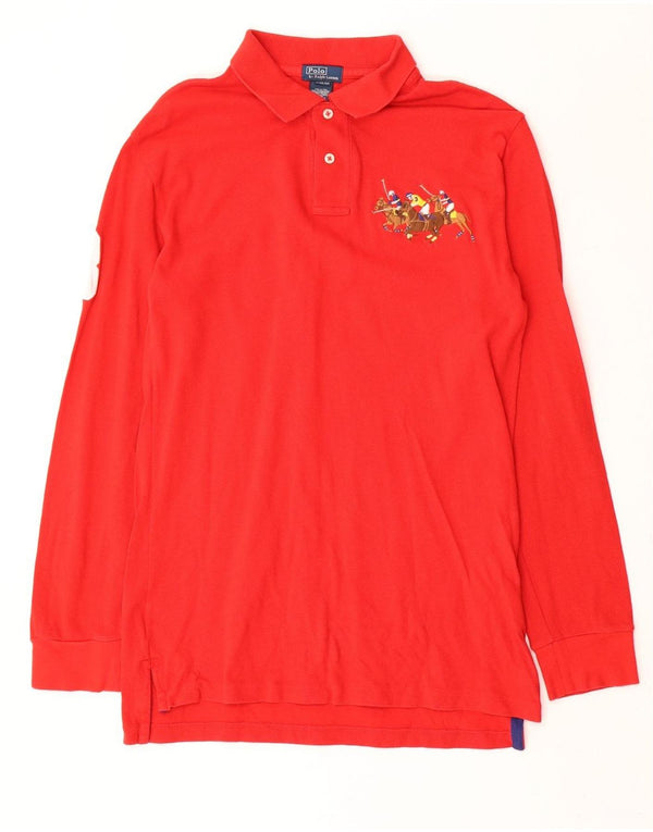 Polo Ralph Lauren Boys Graphic μακρυμάνικο πουκάμισο 15-16 ετών XL κόκκινο βαμβακερό