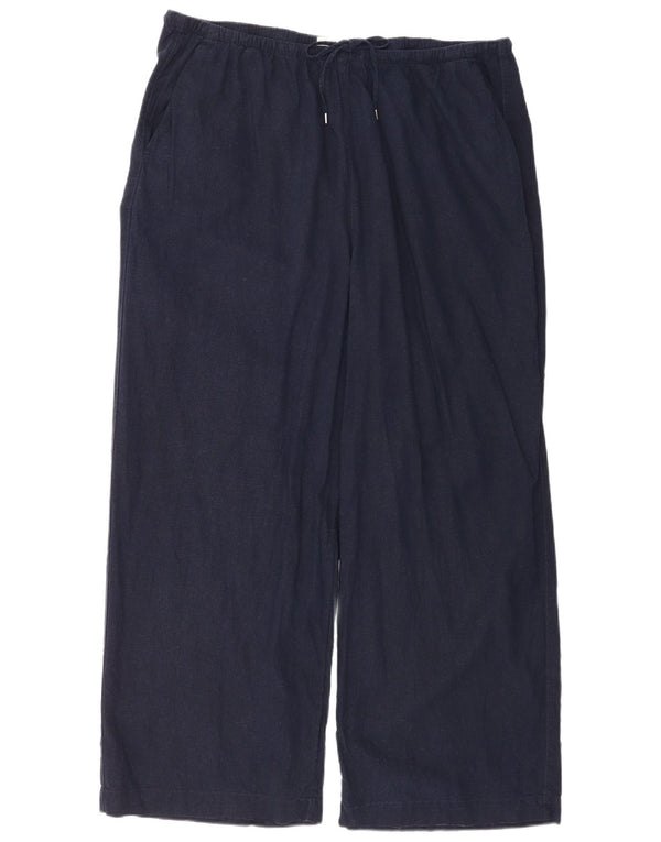 Marks & Spencer Γυναικείο φαρδύ παντελόνι Chino UK 22 3XL W44 L30 Navy Blue