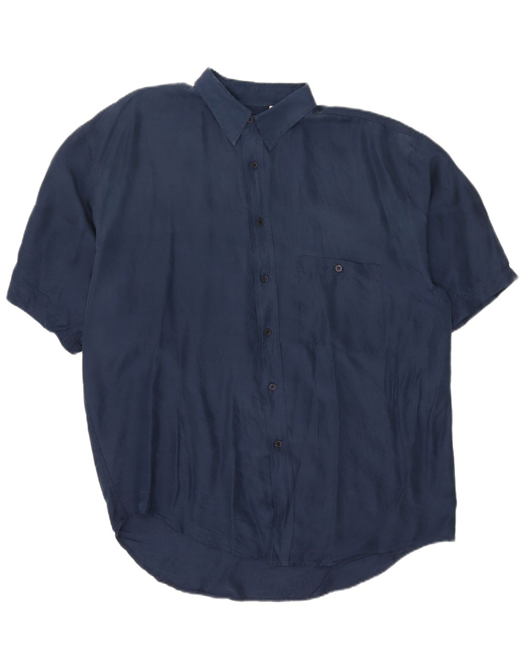 Vintage Ανδρικό κοντομάνικο πουκάμισο XL Navy Blue Silk