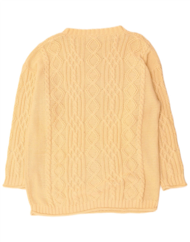 Ανδρικό πουλόβερ Vintage Boat Neck Jumper Μεγάλο Μπεζ Βαμβακερό