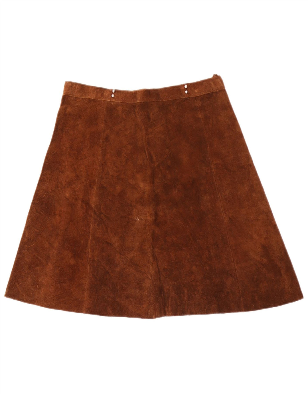 Vintage Γυναικεία Suede Φούστα σε γραμμή Α W28 Μεσαίου καφέ