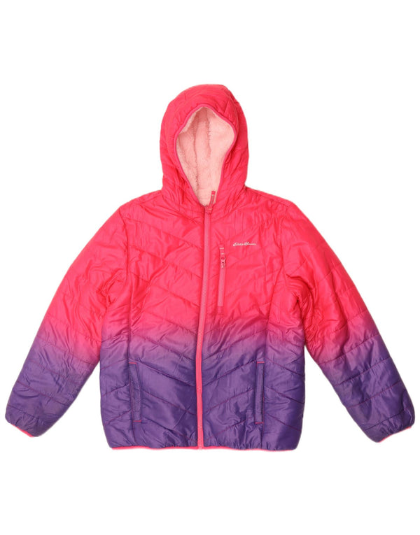 Eddie Bauer Girls Hooded Jacket 14-15 Years XL Pink Colourblock