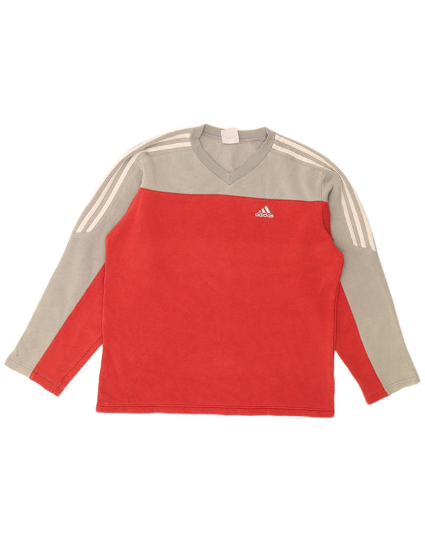 Ανδρικό φούτερ ADIDAS με χαλαρή εφαρμογή Jumper UK 36/38 Small Red Colourblock