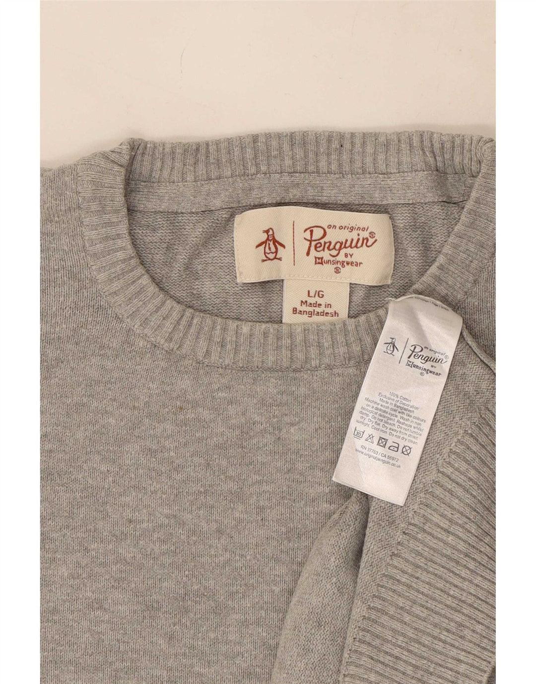 Ανδρικό πουλόβερ Penguin Crew Neck Jumper μεγάλο γκρι βαμβακερό