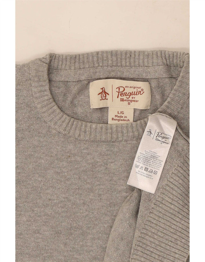 Ανδρικό πουλόβερ Penguin Crew Neck Jumper μεγάλο γκρι βαμβακερό