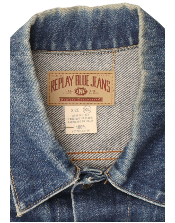 Replay Γυναικείο Τζιν Μπουφάν UK 18 XL Navy Blue Cotton