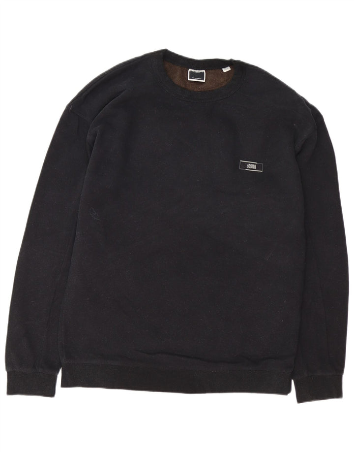 JACK & JONES Ανδρικό γραφικό φούτερ με κορμό, μαύρο βαμβακερό