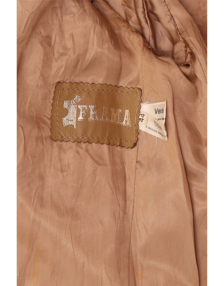 Vintage Γυναικείο Μπουφάν Blazer IT 44 Medium Beige Δερμάτινο Classic