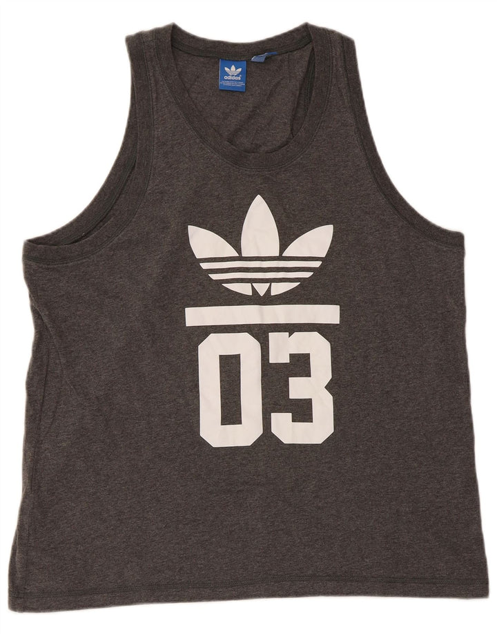 Ανδρικό γραφικό γιλέκο Adidas Μεγάλο βαμβακερό γκρι