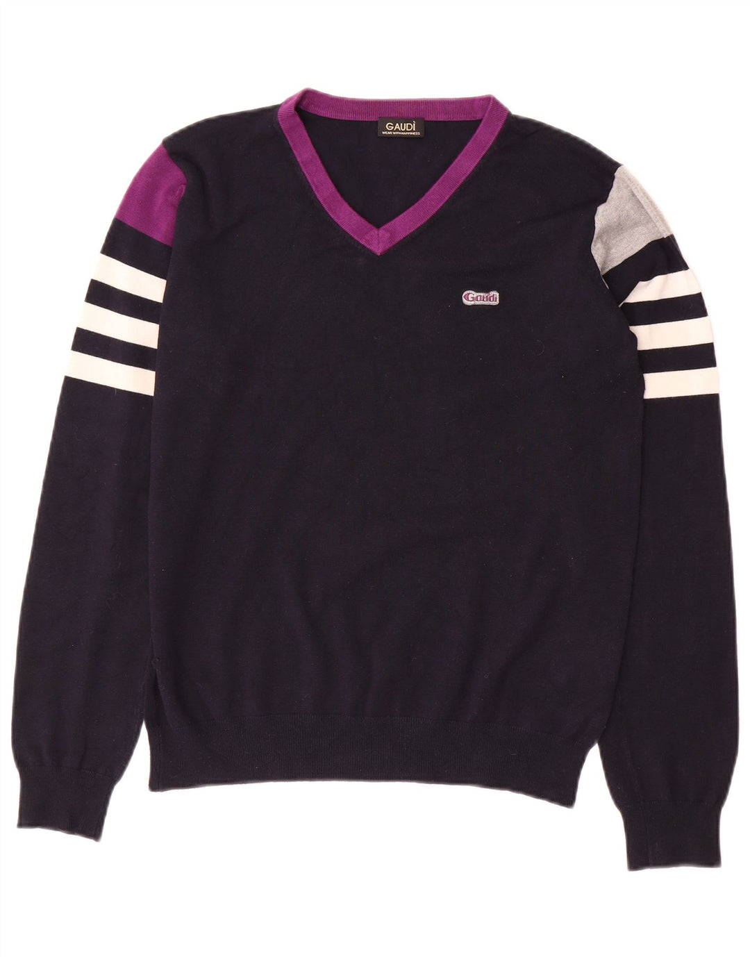 GAUDI Γυναικείο πουλόβερ με λαιμόκοψη UK 14 Medium Navy Blue Colourblock