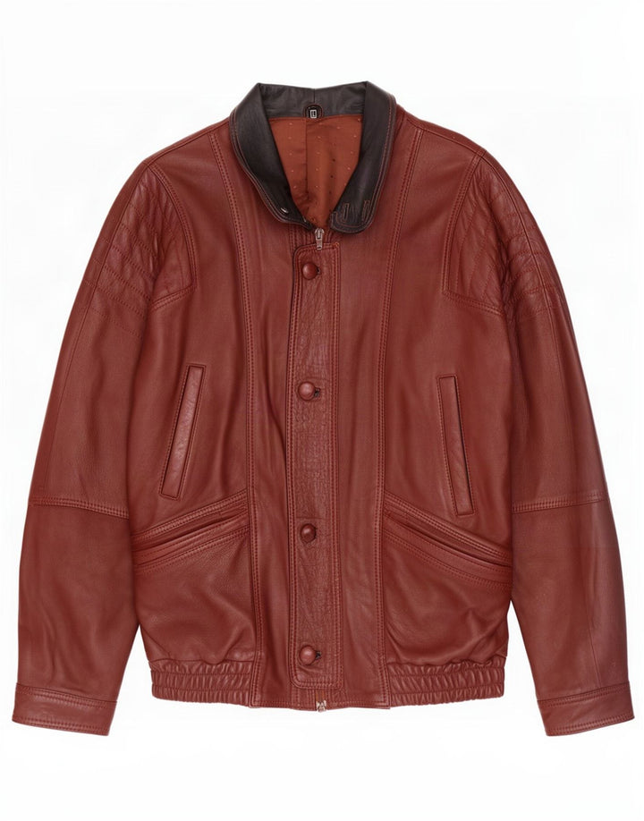 Vintage Ανδρικό Bomber Leather Jacket UK 40 Large Brown