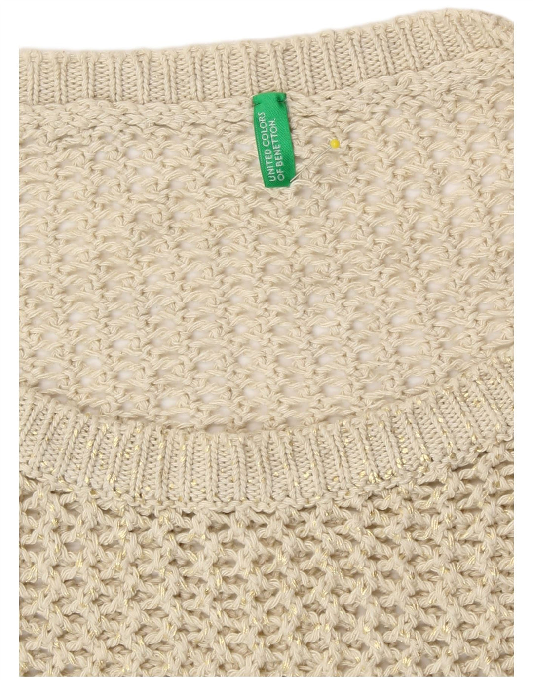 Benetton Γυναικείο Crochet Vest Tank Top UK 14 Medium Beige