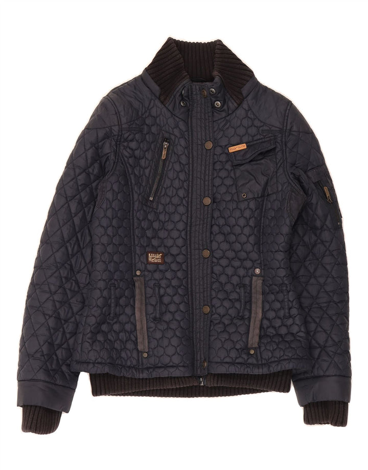 KHUJO Womens Quilted Jacket UK 14 Medium Navy Blue Polyamide Vintage KHUJO and Second-Hand KHUJO from Messina Hembry 