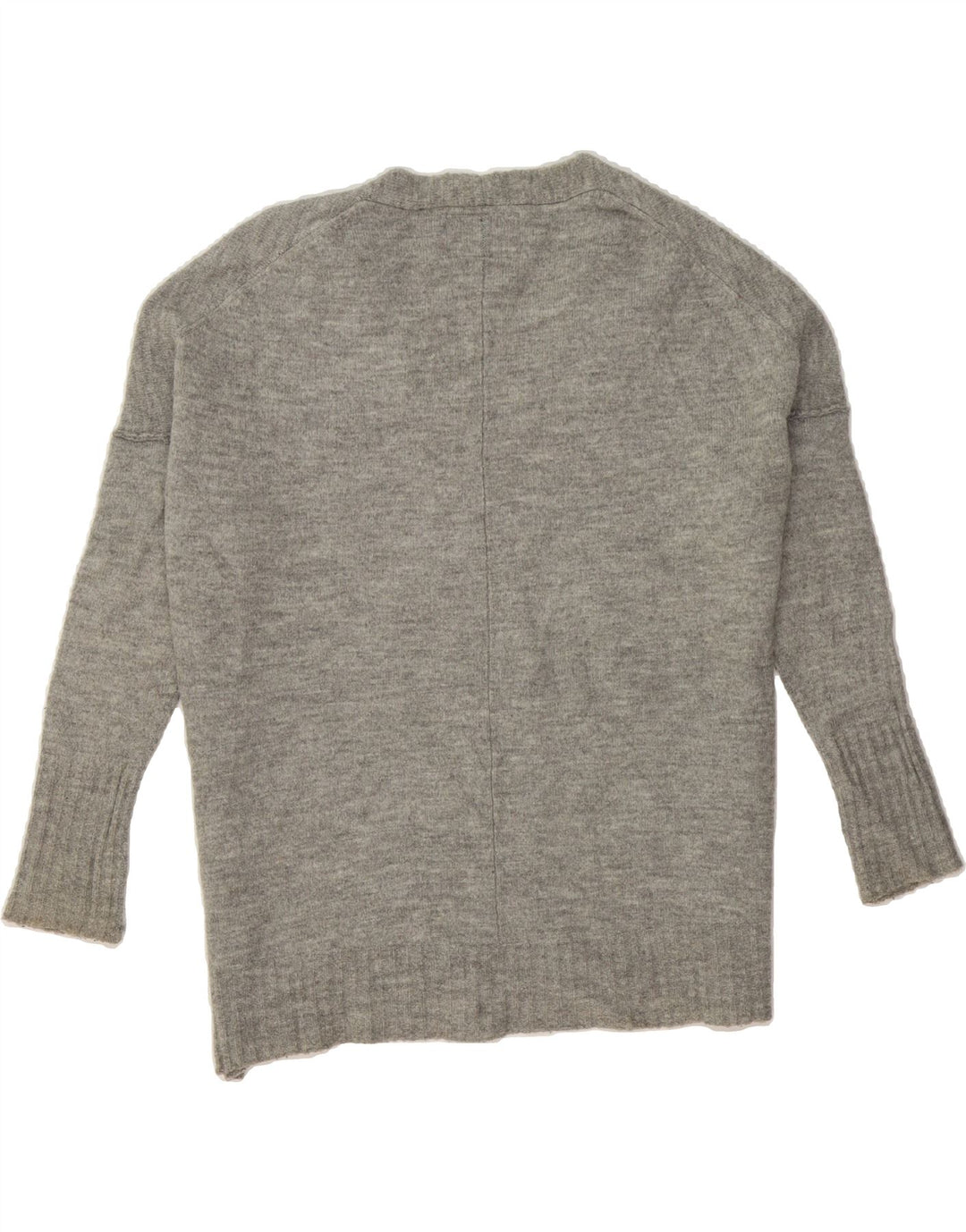 SUPERDRY Womens Oversized Longline V-Neck Jumper Sweater UK 10 Small Grey Vintage Superdry and Second-Hand Superdry from Messina Hembry 