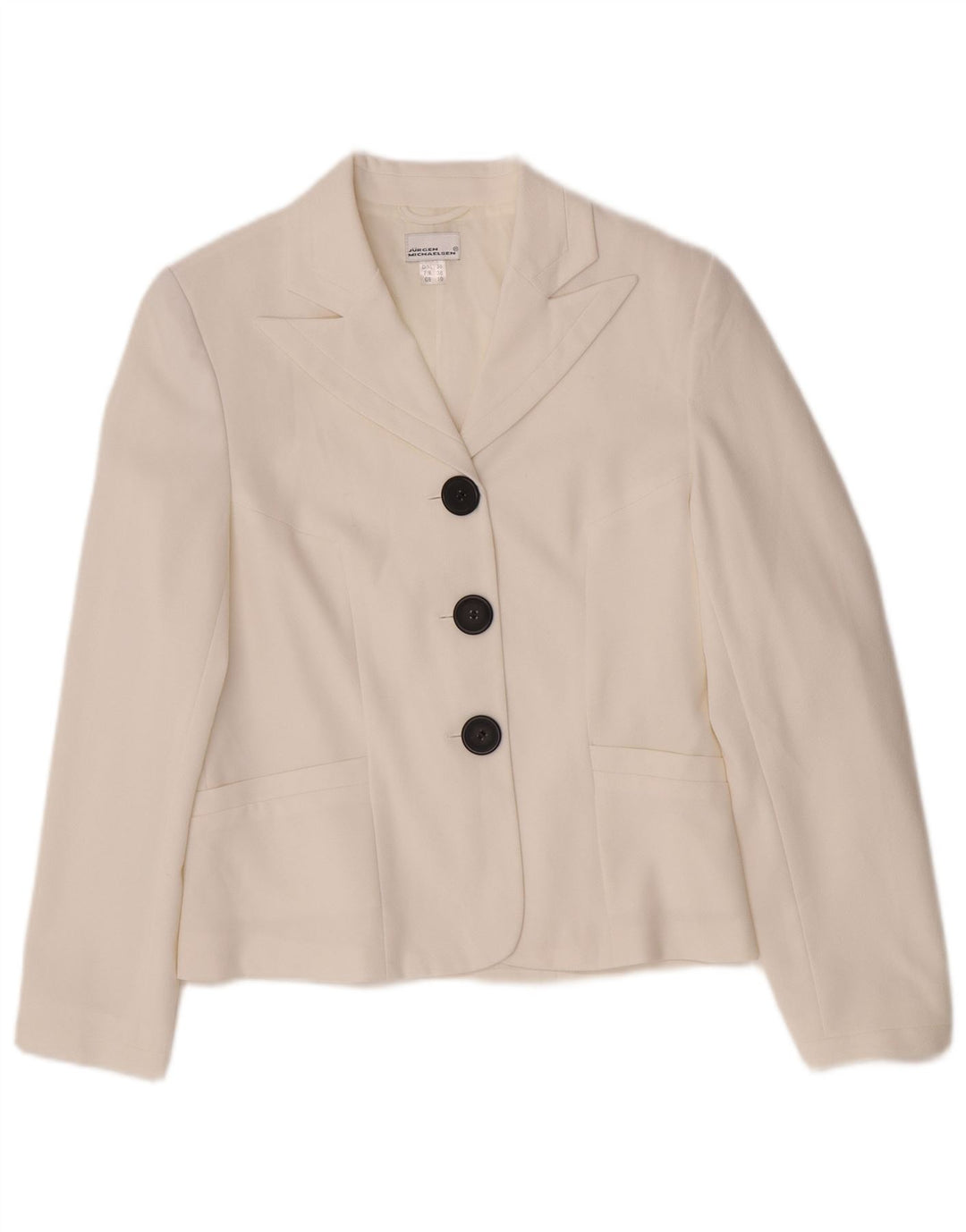 Jurgen Michaelsen Γυναικείο σακάκι με 3 κουμπιά UK 10 Small White Polyester