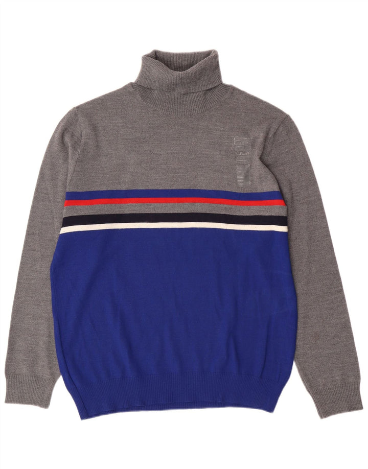 Vintage ανδρικό πουλόβερ με ρολό λαιμόκοψη XL γκρι ακρυλικό χρώματος