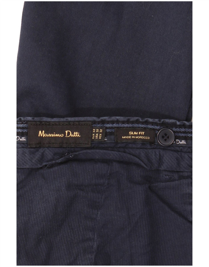 MASSIMO DUTTI Ανδρικό παντελόνι Chino με λεπτή εφαρμογή EU 42 Large W32 L34 Navy Blue