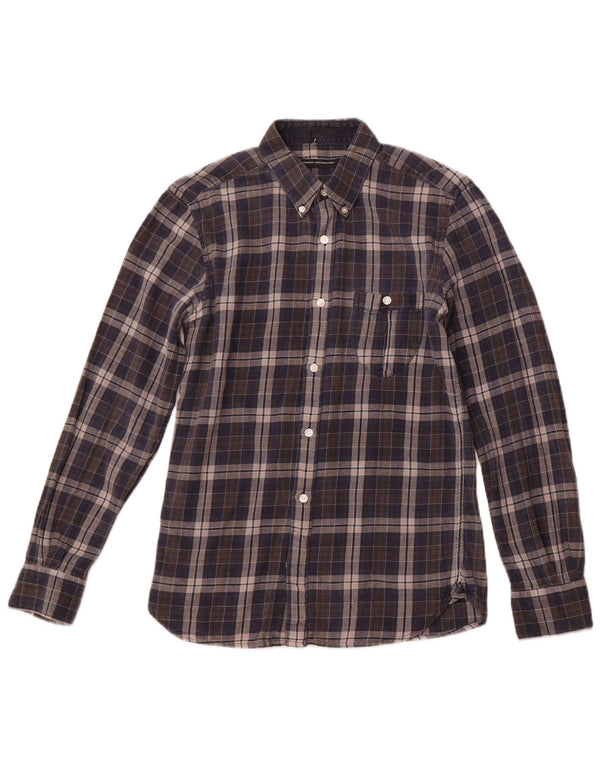 Ανδρικό φανελένιο πουκάμισο French Connection XS Navy Blue Check Cotton