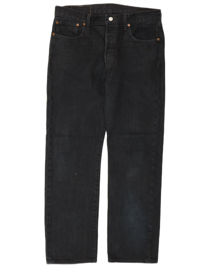 Levi's Mens 501 Straight Jeans W33 L30 Μαύρο Βαμβακερό