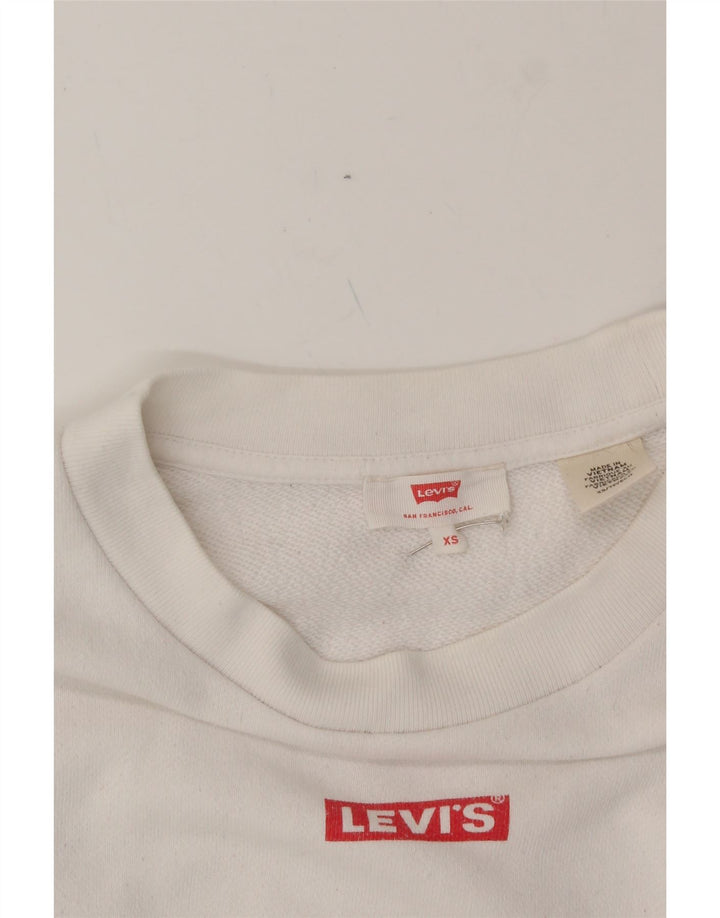 LEVI'S Womens Oversized Crop Sweatshirt Jumper UK 6 XS White Colourblock Vintage Levi's and Second-Hand Levi's from Messina Hembry 