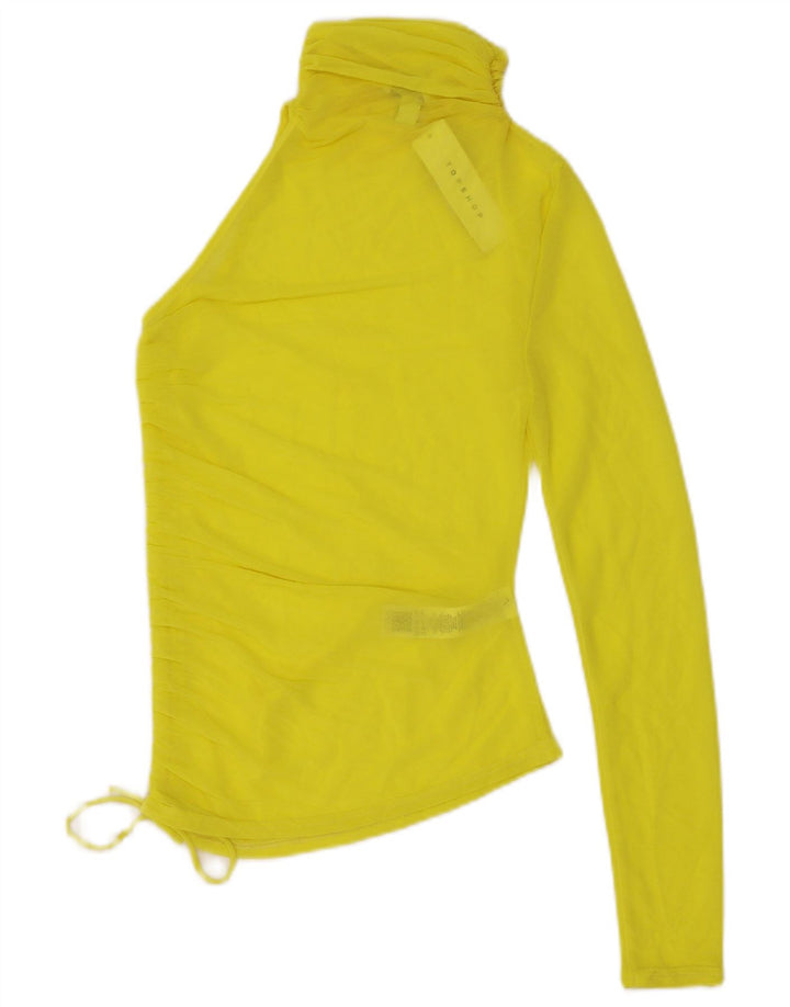 Topshop Womens One Shoulder See Through Top UK 4/6 XS Yellow Polyester