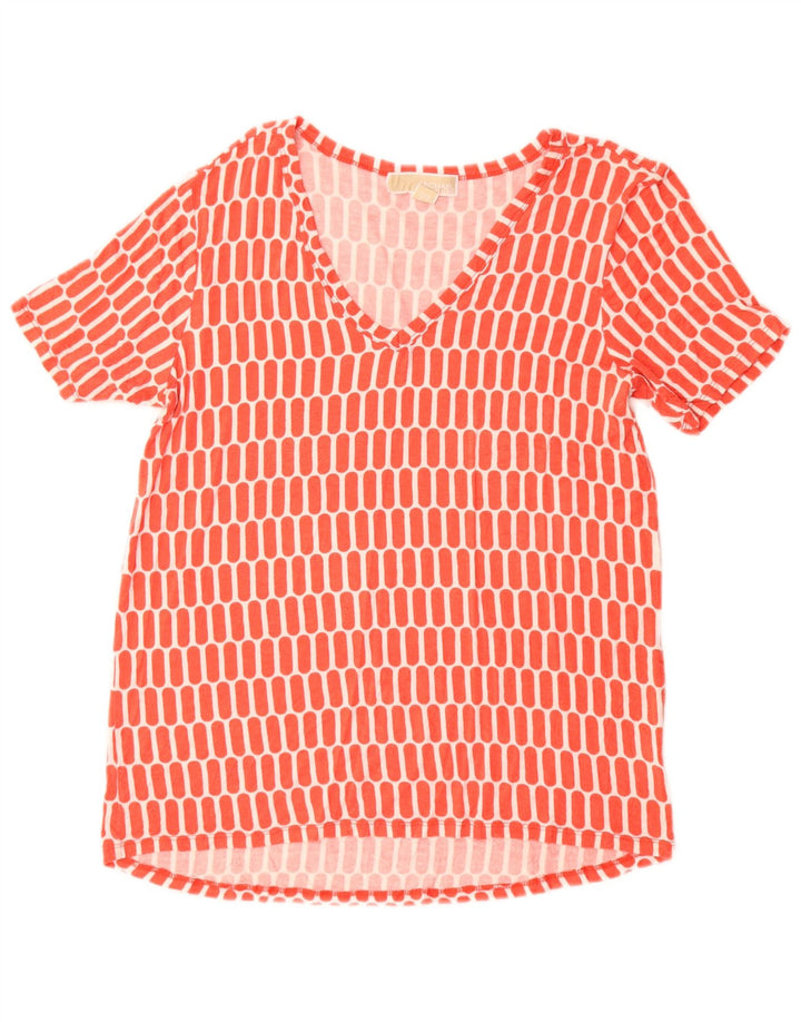 MICHAEL KORS Γυναικείο T-Shirt Top 10 Small Red Geometric Synthetic