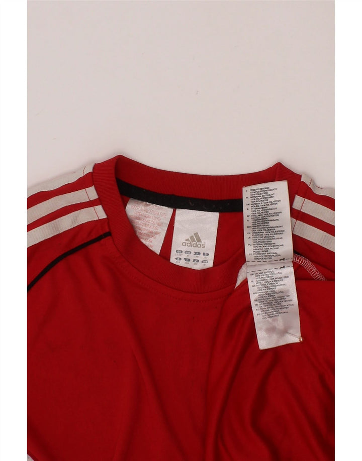 ADIDAS Boys T-shirt Top 11-12 Years Red Colourblock Polyester