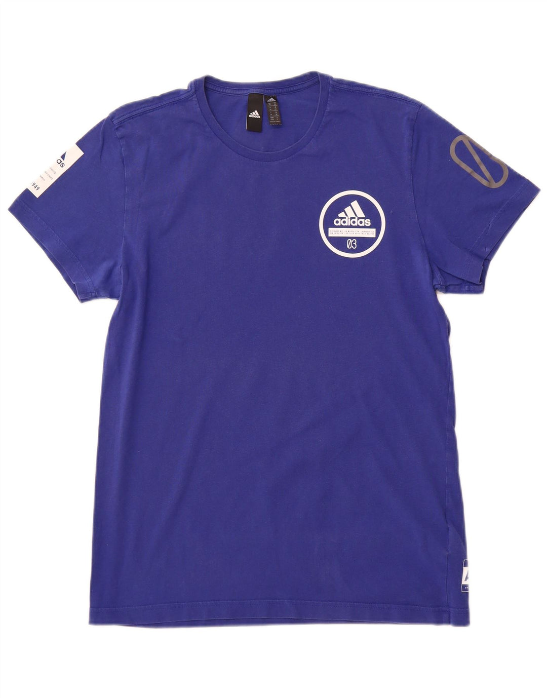 Ανδρικό γραφικό μπλουζάκι ADIDAS Τοπ μεσαίο μπλε βαμβακερό