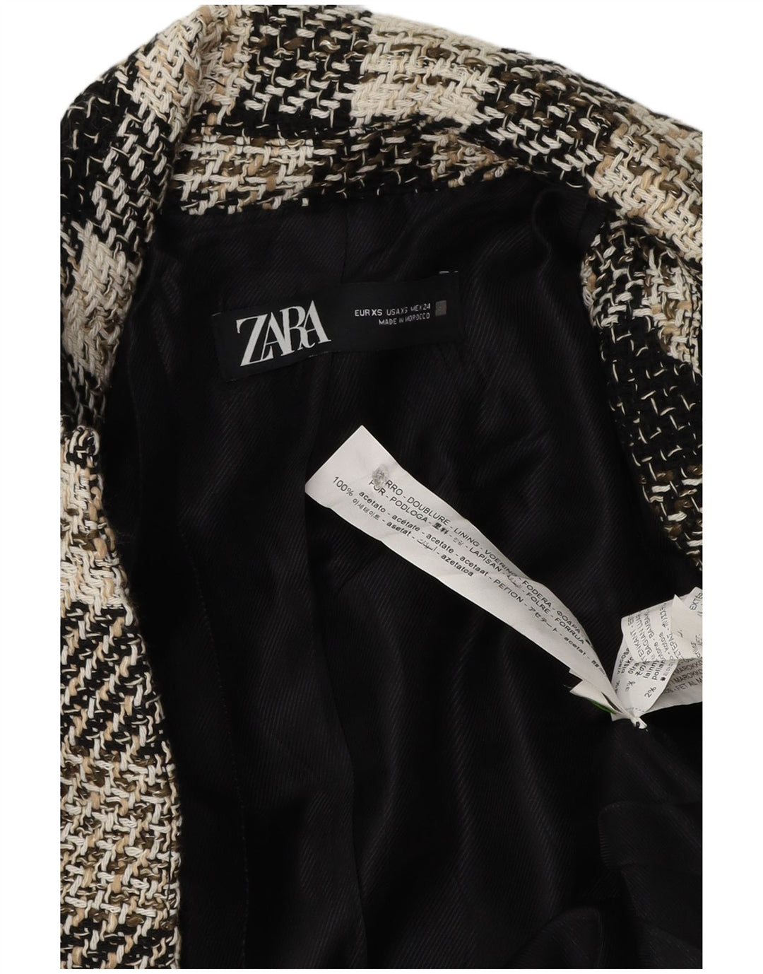 Zara Γυναικείο Ανοιχτό Πανωφόρι UK 6 XS Black Check Acetate