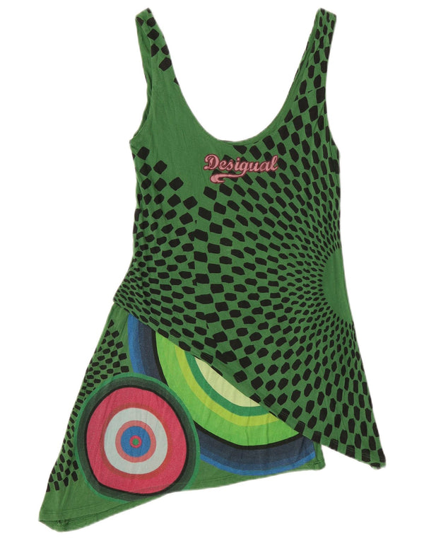 Γυναικείο γραφικό ασύμμετρο φόρεμα Desigual UK 8 Small Green Geometric
