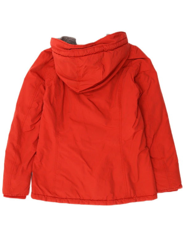 Woolrich Γυναικείο μπουφάν Parka με κουκούλα UK 14 μεσαίο κόκκινο βαμβακερό