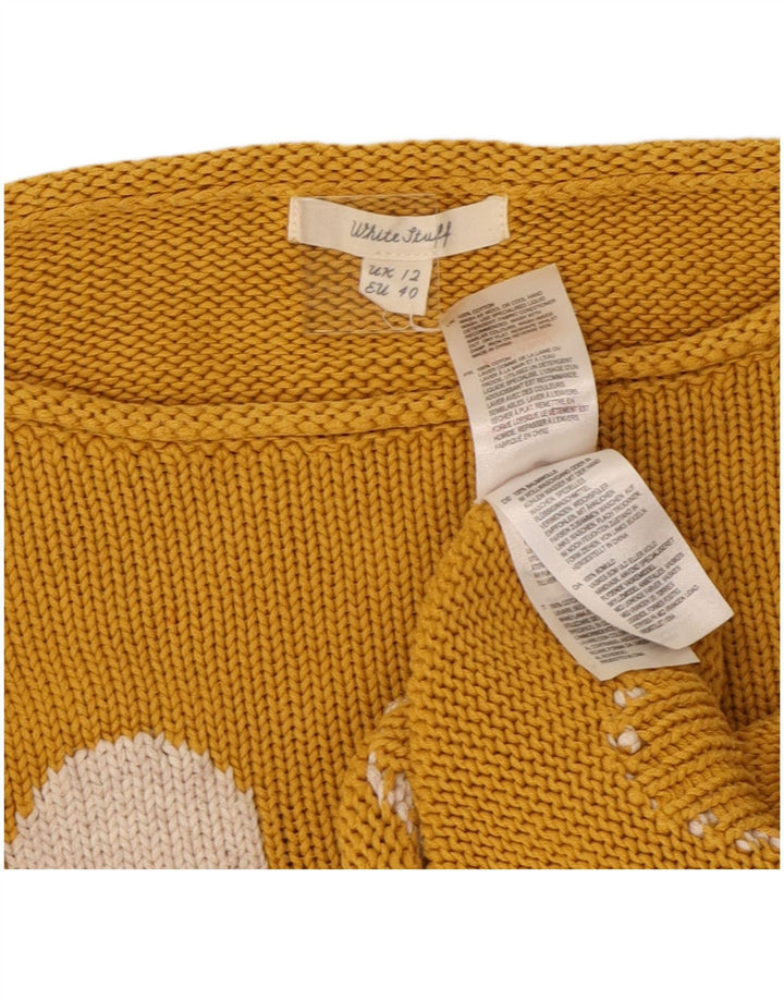 WHITE STUFF Γυναικείο πουλόβερ με λαιμό σκάφος UK 12 Medium Yellow Geometric