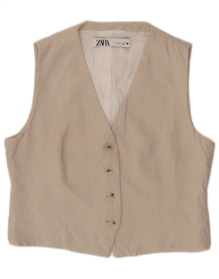 Zara Γυναικείο Γιλέκο UK 14 Large Beige