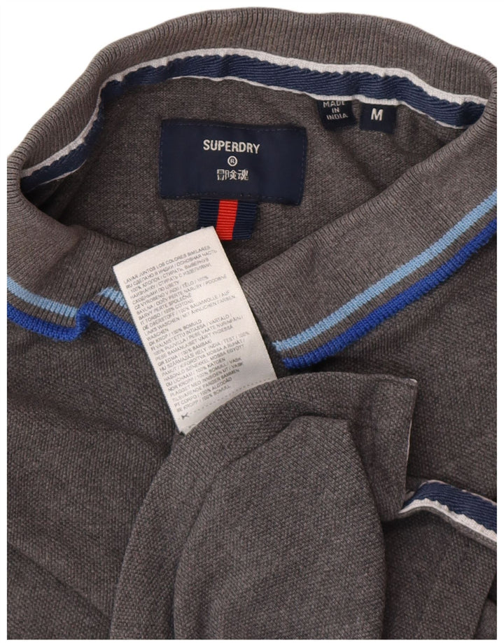 Ανδρικό μπλουζάκι πόλο Superdry, μεσαίο γκρι βαμβακερό