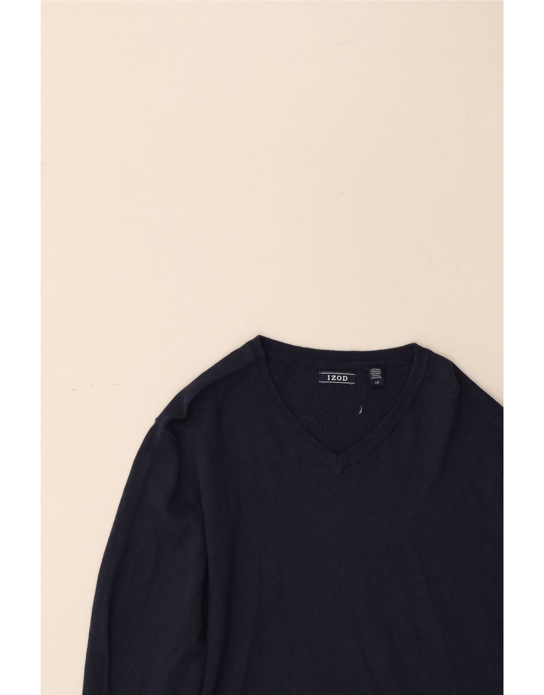 IZOD Mens V-Neck Jumper Sweater Large Navy Blue Cotton Vintage Izod and Second-Hand Izod from Messina Hembry 