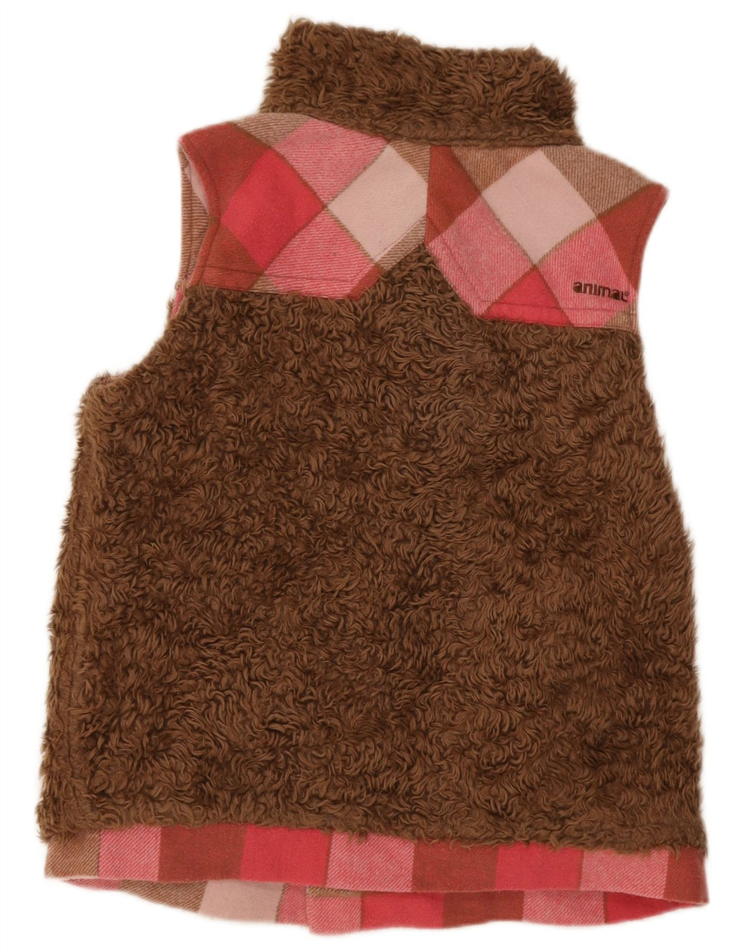 Animal Womens Reversible Gilet UK 14 Medium Pink Check
