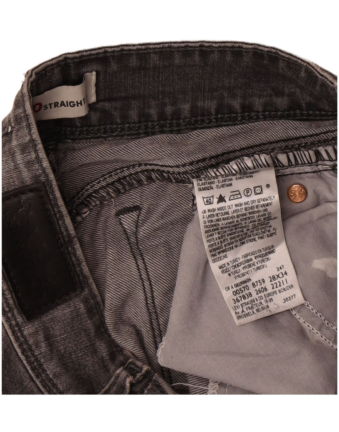 Levi's Womens 570 Straight Jeans W28 L31 Γκρι βαμβακερό