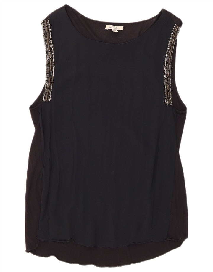 Zara Γυναικεία Αμάνικη Μπλούζα Τοπ UK 12 Medium Black