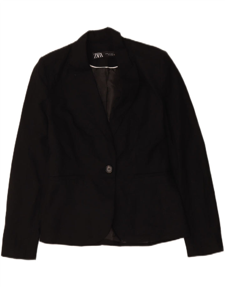Zara Γυναικείο σακάκι 1 κουμπιού σακάκι UK 36 Small Black Polyester