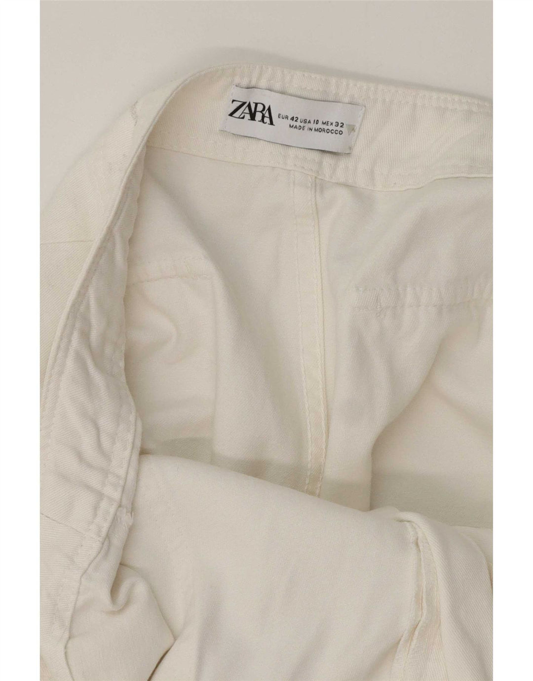 Zara Γυναικείο ίσιο παντελόνι Cargo EU 42 Large W32 L32 Λευκό